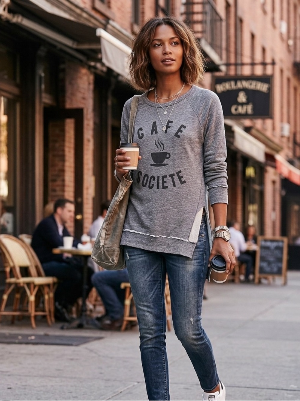 Sol Angeles Grey Sweatshirt Cafe Societe Small